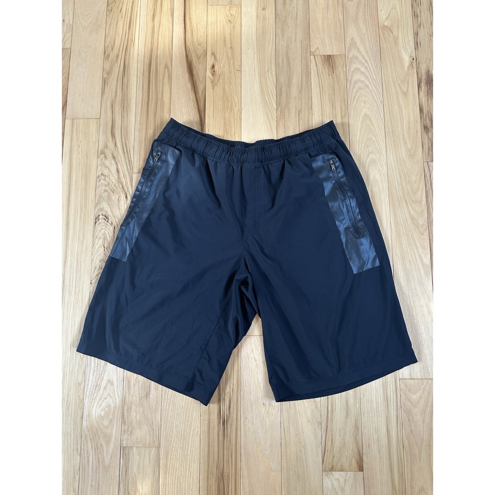 Lululemon Mens Shorts Unlined Drawstring Athletic Size M Black Tape Pockets 11in